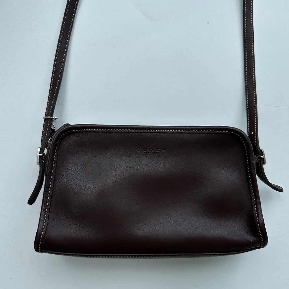 Vintage Coach Mimosa Leather Crossbody Bag No9138 Brown 90s Made In USA Rare